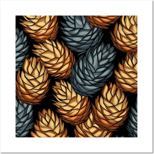 Pinecones - gray and yellow Posters and Art